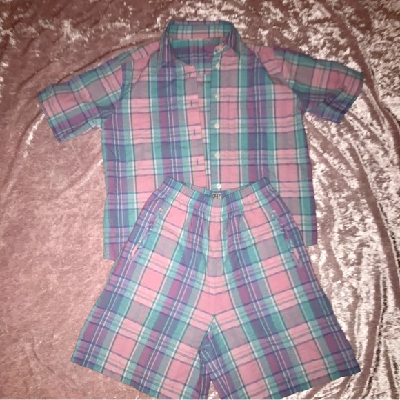 Vtg 80s/90s Pastel Goth/Kawaii Fun Plaid Picnic Matching Shorts Set - Picture 2 of 12